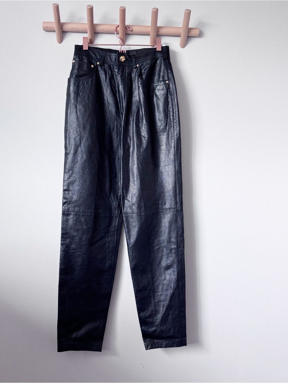 Classiques Entier Black Leather Straight Leg Pants